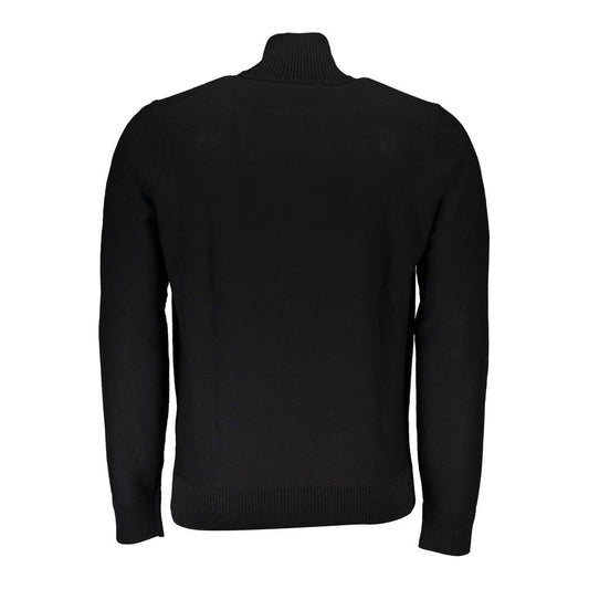 Hugo Boss Sleek Black Wool Blend Cardigan with Embroidered Logo sleek-black-wool-blend-cardigan-with-embroidered-logo