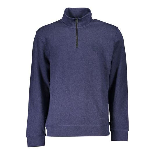 Hugo Boss Elegant Half Zip Blue Organic Sweatshirt elegant-half-zip-blue-organic-sweatshirt