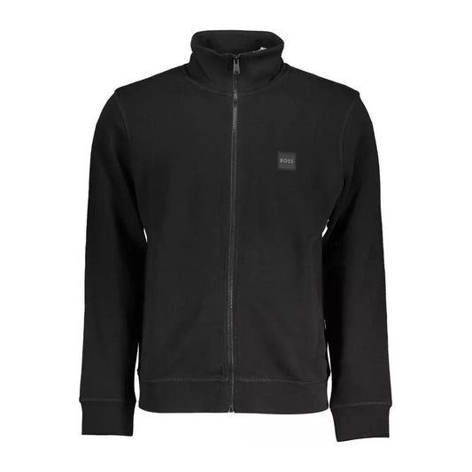 Hugo Boss | Sleek Long-Sleeved Zip Sweater in Black| McRichard Designer Brands   