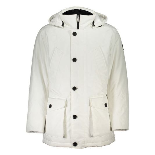 Chic White OSIASS Jacket with Removable Hood