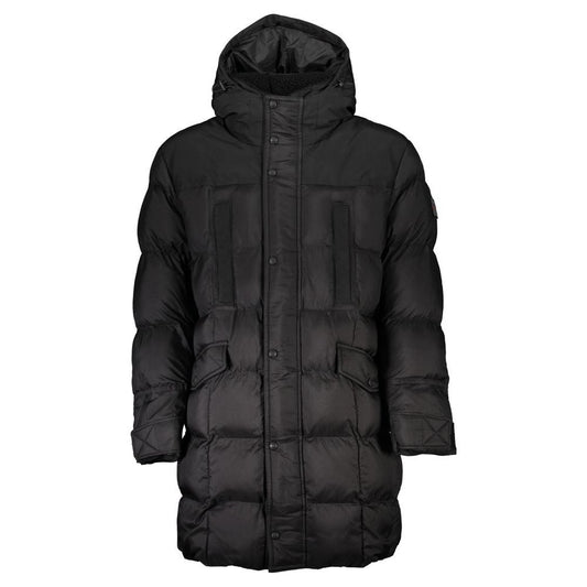 Hugo Boss Sleek Hooded Black Polyamide Jacket sleek-hooded-black-polyamide-jacket