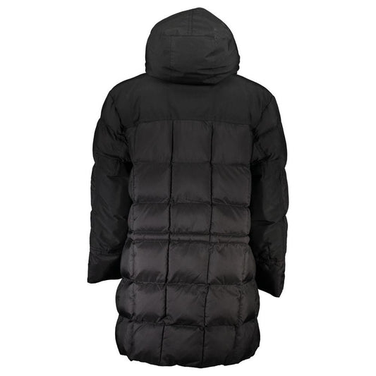 Sleek Hooded Black Polyamide Jacket