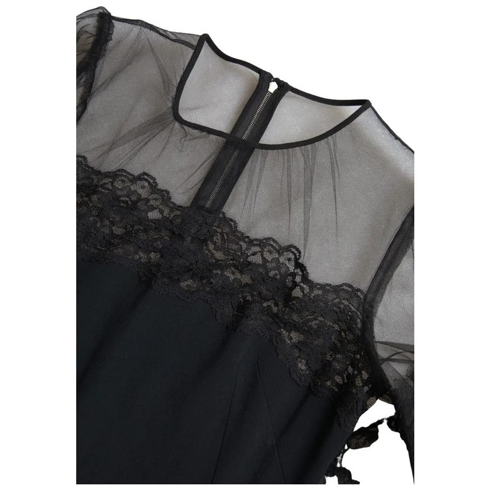 Dolce & Gabbana Black Sheer Floral Lace Sheath Midi Dress black-sheer-floral-lace-sheath-midi-dress