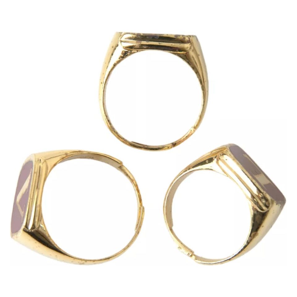 Gold Brass LOVE Enamel Set of 3 Ring