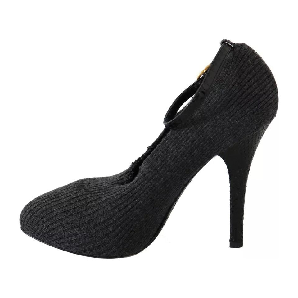 Dolce & Gabbana Black Leather Heels Fabric Socks Pumps Shoes black-leather-heels-fabric-socks-pumps-shoes