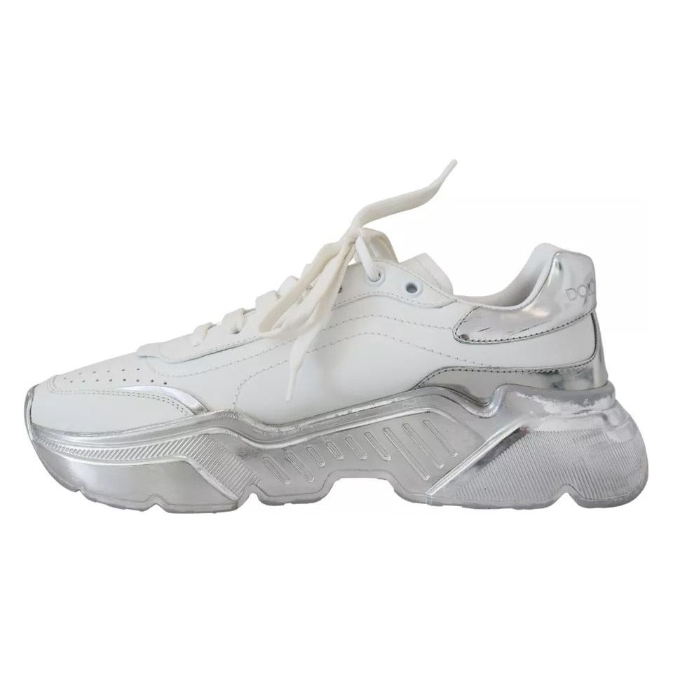 White Silver Leather Daymaster Women Sneakers Shoes