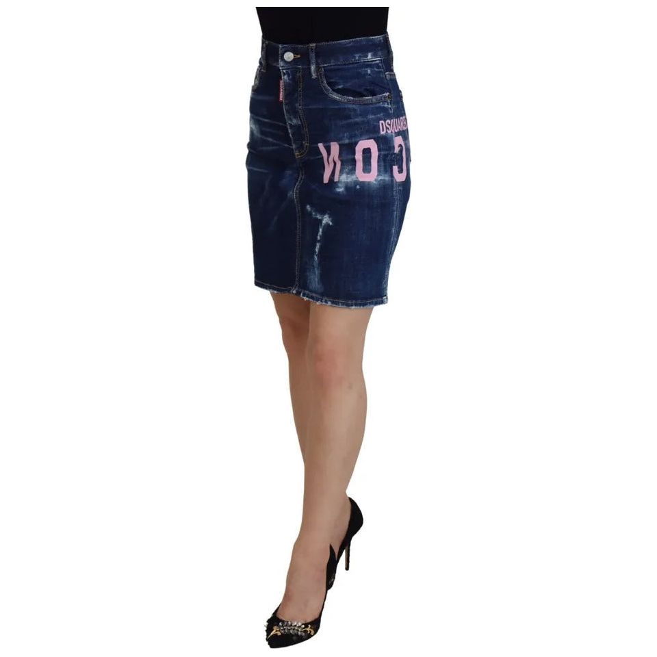 Dsquared² Blue Icon High Waist Denim Mini Boston Jean Skirt blue-icon-high-waist-denim-mini-boston-jean-skirt