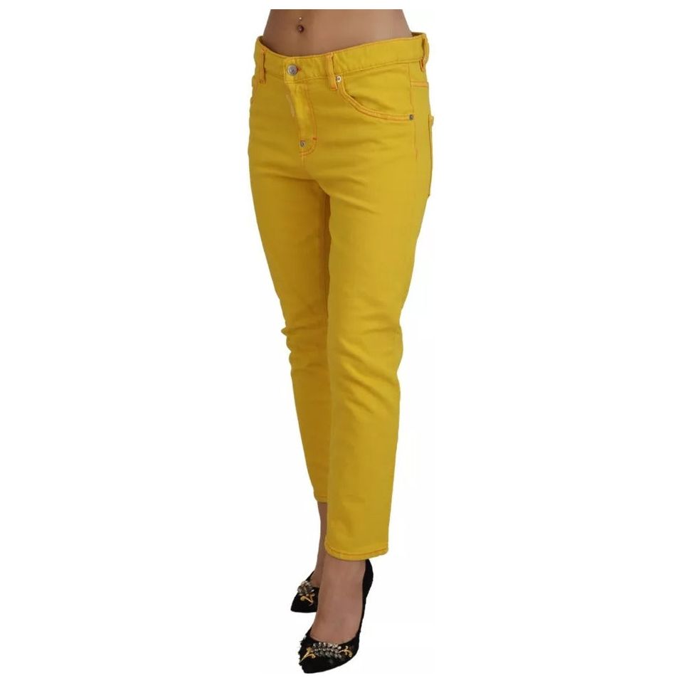 Dsquared² Yellow Cotton Low Waist Crop Denim Cool Girl Jeans yellow-cotton-low-waist-crop-denim-cool-girl-jeans