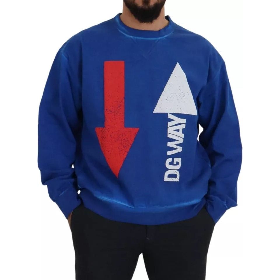 Blue DGWAY Cotton Crewneck Pullover Sweater