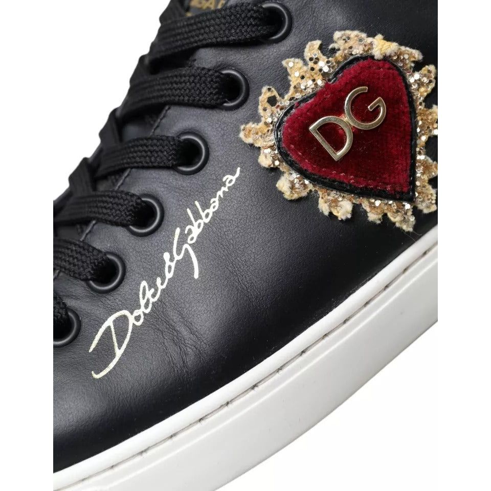 Black Portofino Sacred Heart Sneakers Shoes