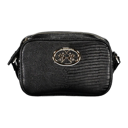 La Martina | Sleek Black Shoulder Bag with Contrasting Details| McRichard Designer Brands   