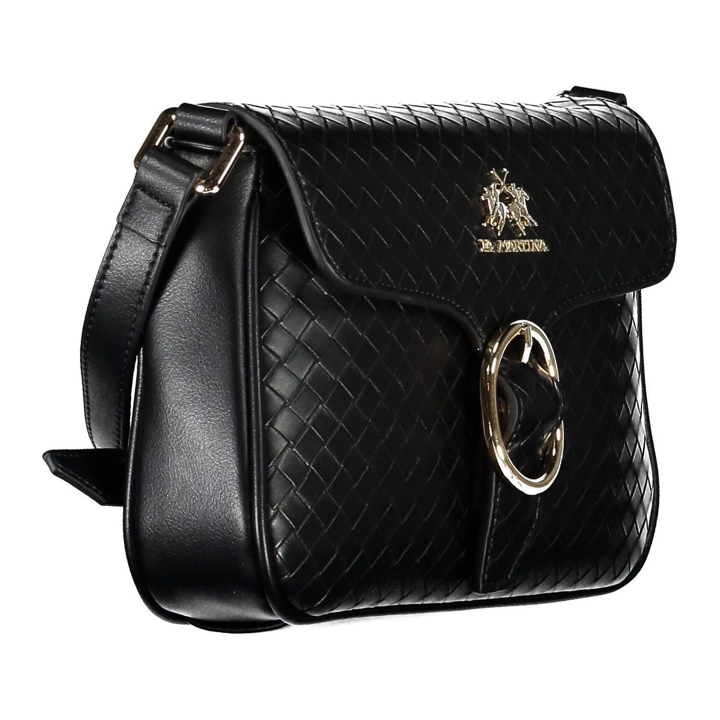 La Martina Elegant Black Shoulder Bag with Contrasting Details elegant-black-shoulder-bag-with-contrasting-details-1