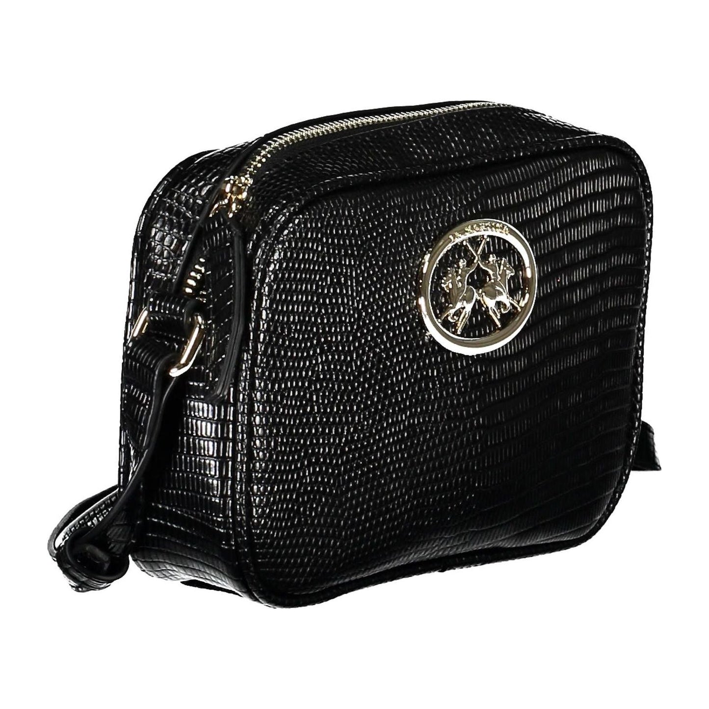 La Martina | Sleek Black Shoulder Bag with Contrasting Details| McRichard Designer Brands   