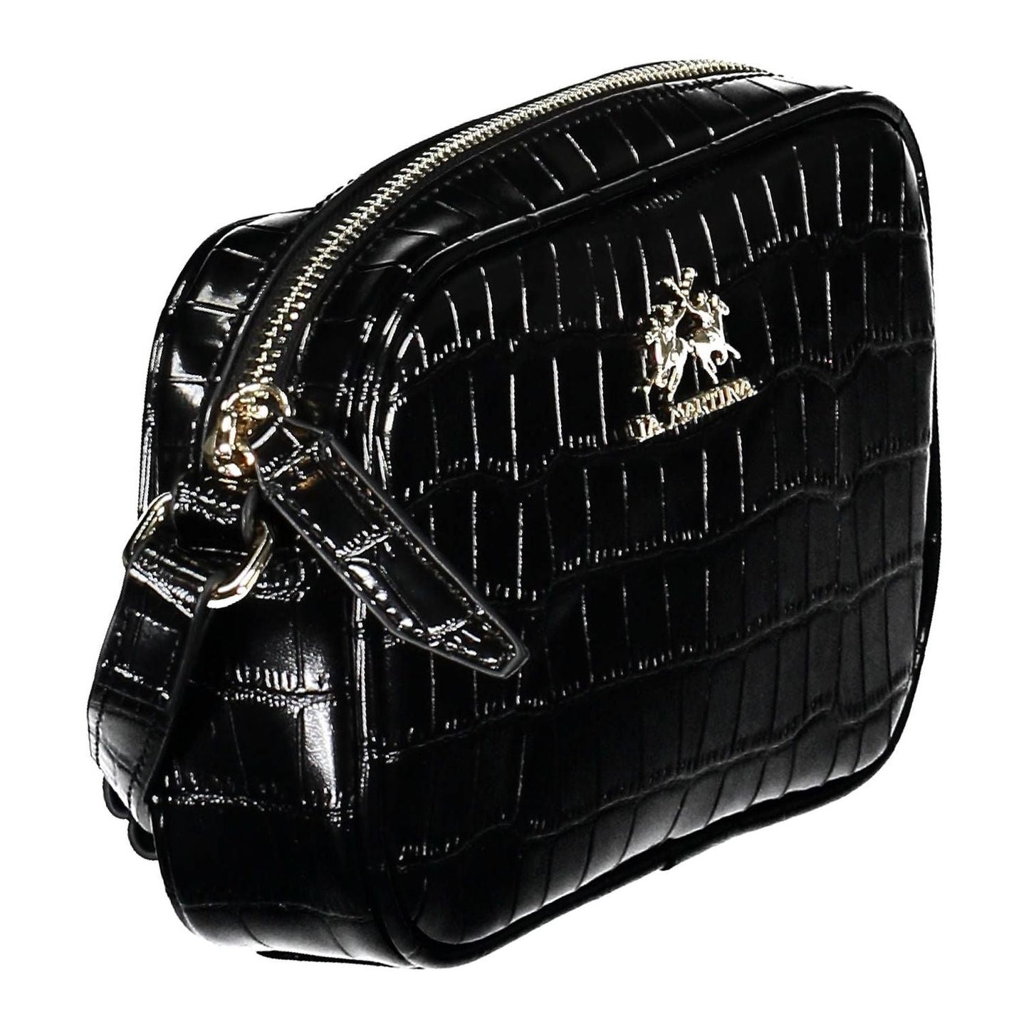 La Martina | Elegant Adjustable Black Shoulder Bag| McRichard Designer Brands   