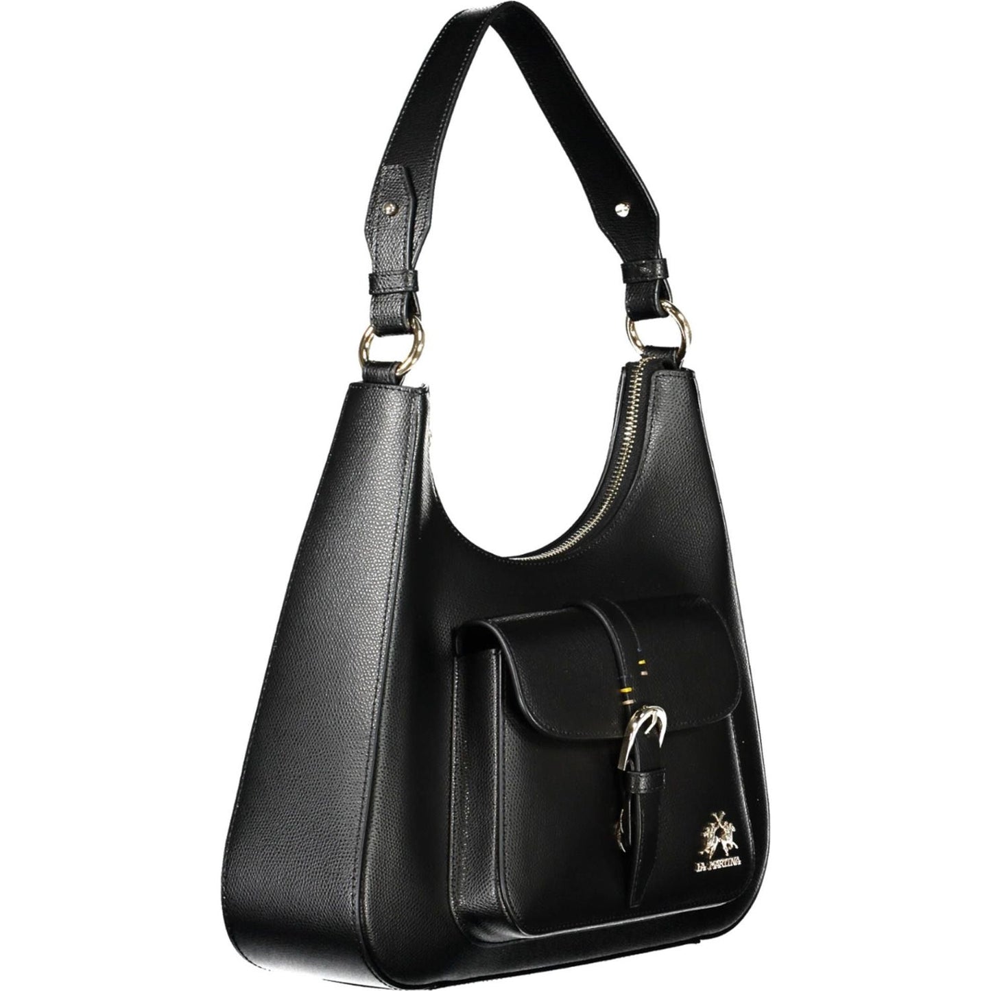 La Martina | Elegant Black Leather Shoulder Bag| McRichard Designer Brands   