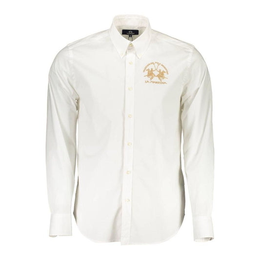 La Martina | Elegant Long-Sleeved White Shirt for Men| McRichard Designer Brands   