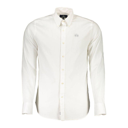 La Martina | Chic Slim Fit Long Sleeved White Shirt| McRichard Designer Brands   