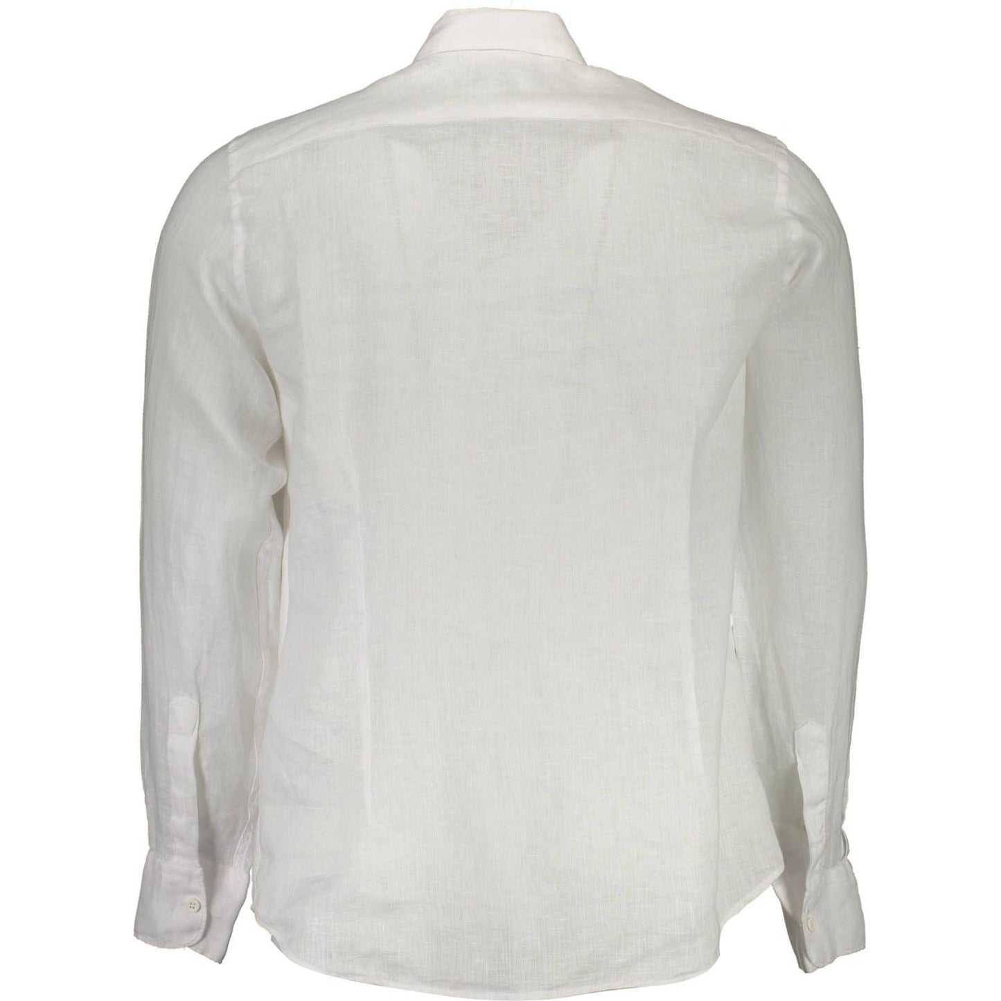 La Martina | Elegant White Linen Long Sleeve Shirt| McRichard Designer Brands   