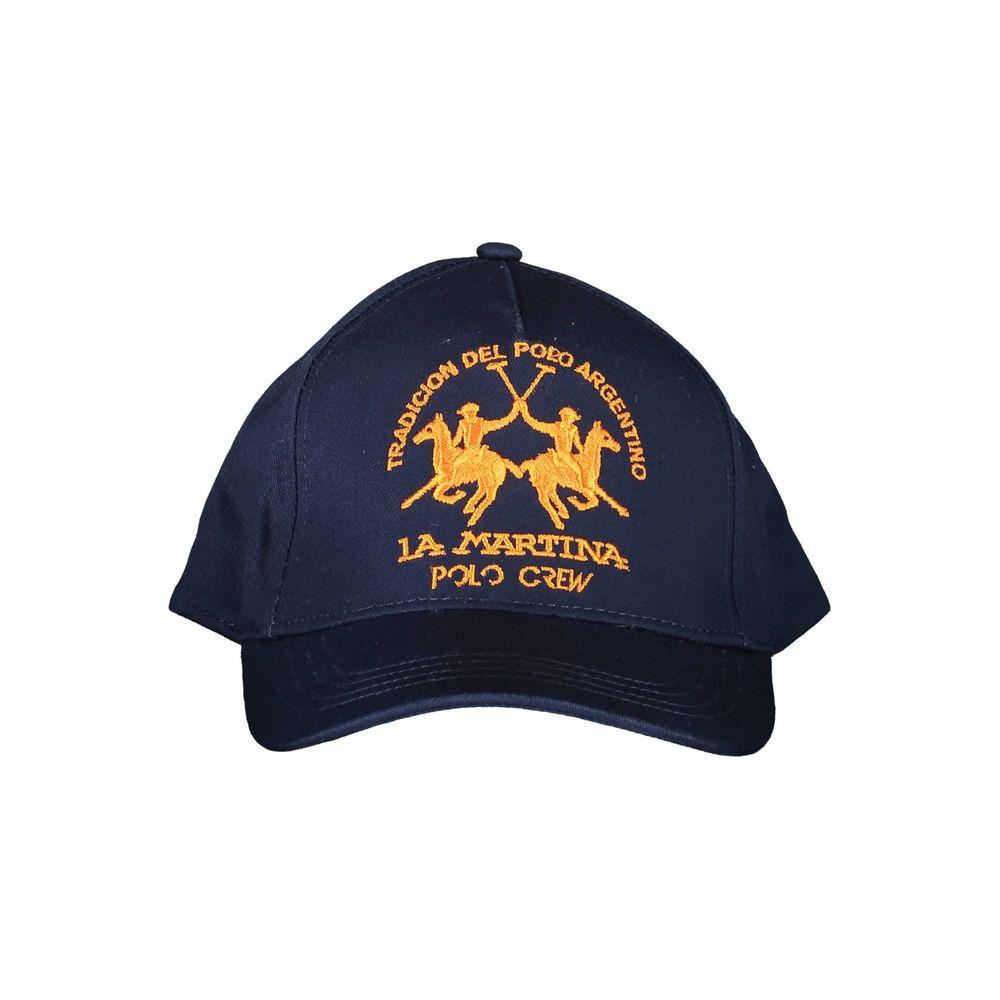 La Martina Blue Cotton Hats & Cap blue-cotton-hats-cap-10