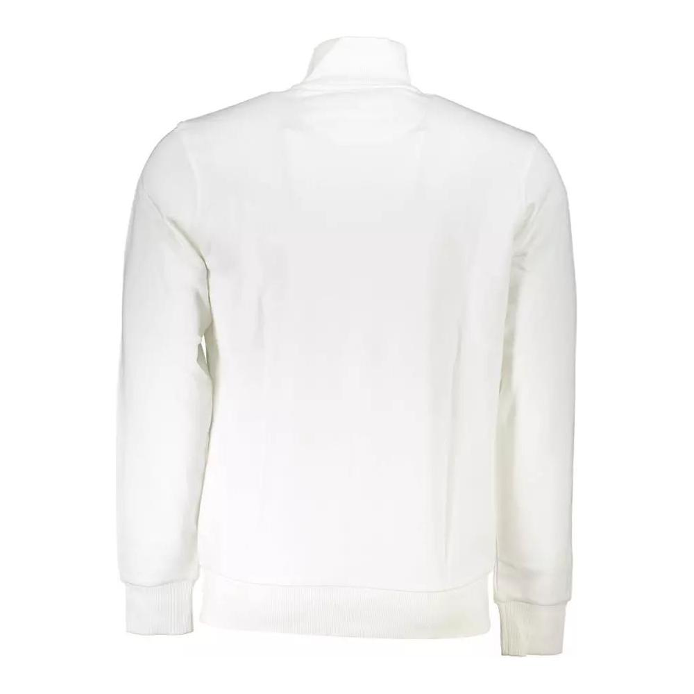 La Martina | Elegant White Zippered Cotton-Blend Sweatshirt| McRichard Designer Brands   