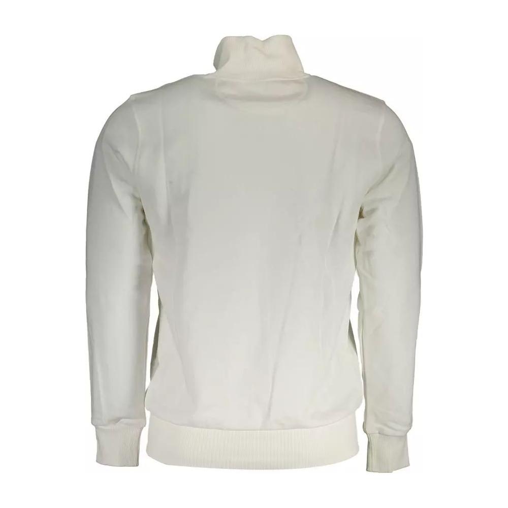 La Martina Elegant White Zip-Up Sweater with Embroidery elegant-white-zip-up-sweater-with-embroidery