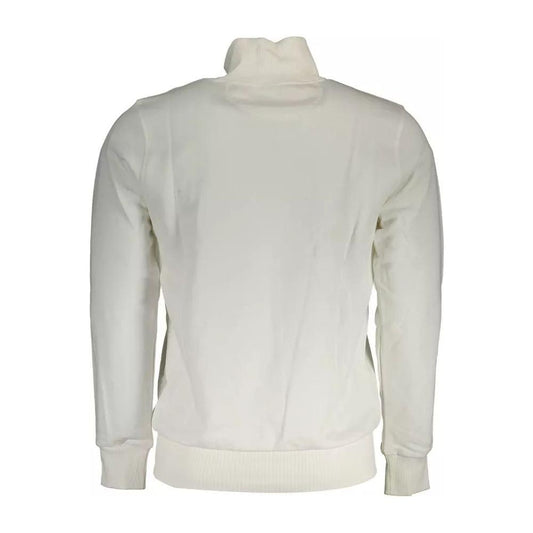 La Martina | Elegant White Zip-Up Sweater with Embroidery| McRichard Designer Brands   