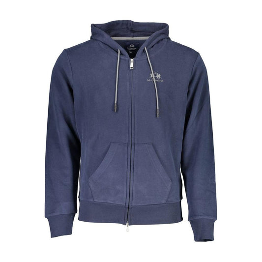 Elegant Blue Hooded Sweatshirt with Zip Detail
