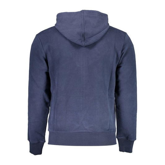 La Martina Elegant Blue Hooded Sweatshirt with Zip Detail elegant-blue-hooded-sweatshirt-with-zip-detail