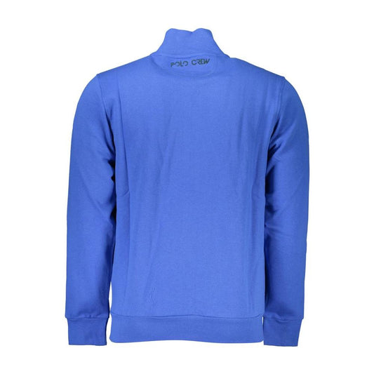 La Martina Elegant Blue Fleece Sweatshirt with Embroidery elegant-blue-fleece-sweatshirt-with-embroidery