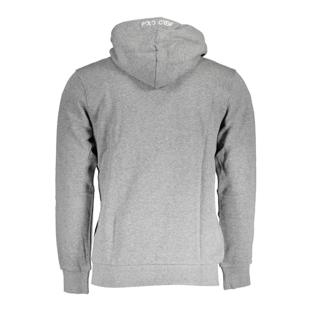 La Martina Chic Gray Hooded Sweatshirt with Embroidery Detail chic-gray-hooded-sweatshirt-with-embroidery-detail