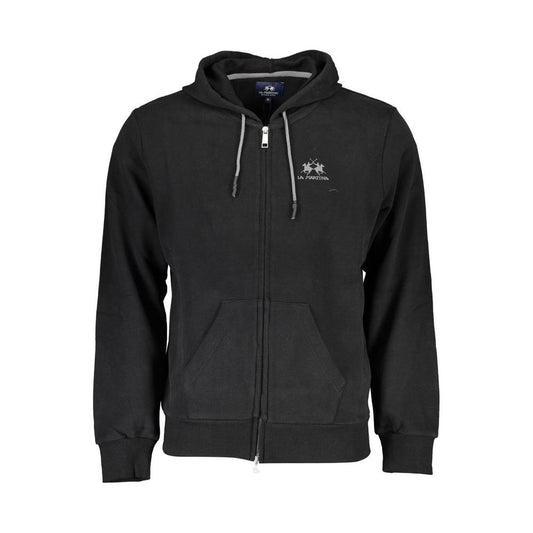 La Martina Sleek Hooded Cotton Sweatshirt in Black sleek-hooded-cotton-sweatshirt-in-black