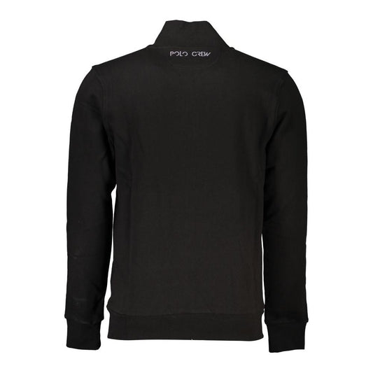 La Martina | Sleek Black Cotton Zip Sweater| McRichard Designer Brands   