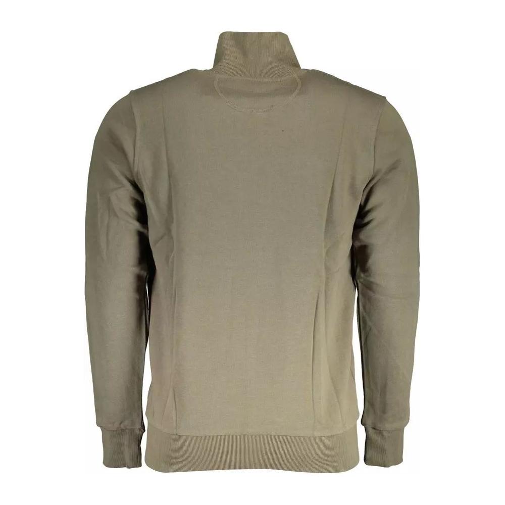 La Martina | Elegant Green Long Sleeve Zip Sweatshirt| McRichard Designer Brands   