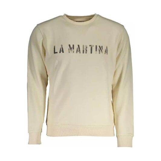 La Martina | Elegant White Logo Print Sweatshirt| McRichard Designer Brands   