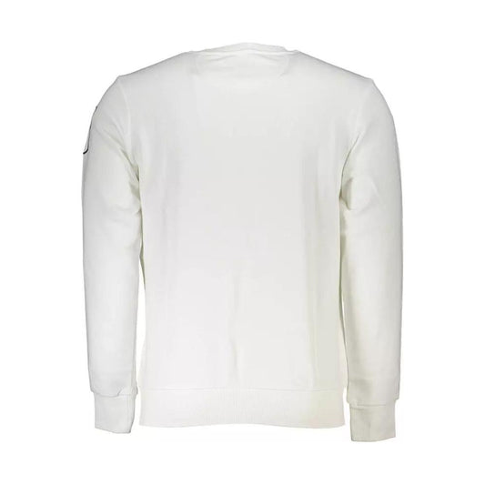 La Martina | Chic White Crew Neck Embroidered Sweatshirt| McRichard Designer Brands   