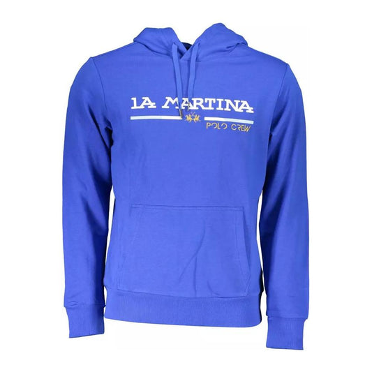 La Martina Chic Blue Embroidered Hooded Sweatshirt chic-blue-embroidered-hooded-sweatshirt
