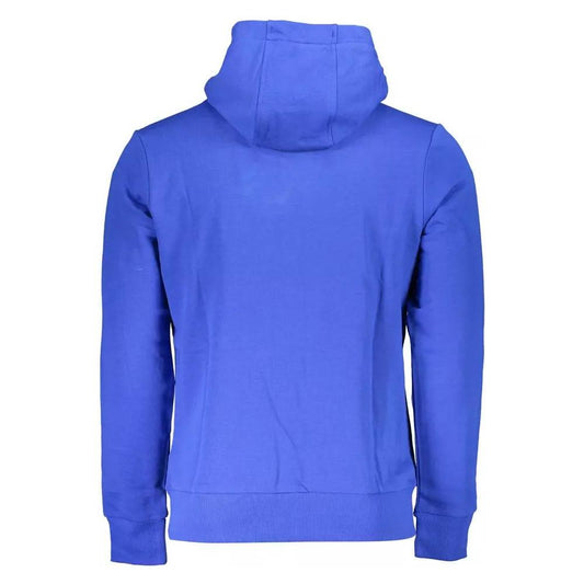 Chic Blue Embroidered Hooded Sweatshirt