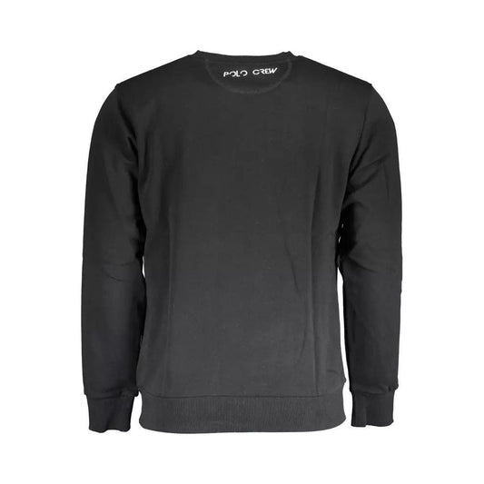 La Martina | Elegant Black Crew Neck Embroidered Sweater| McRichard Designer Brands   