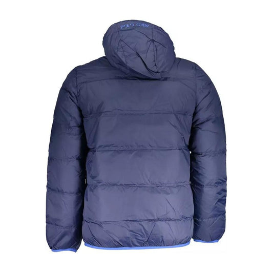 Elegant Detachable Hood Jacket in Blue