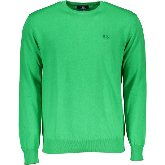 La Martina | Chic Green Embroidered Logo Sweater| McRichard Designer Brands   