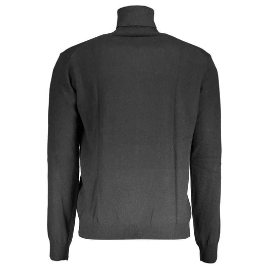 La Martina Elegant Black Turtleneck Sweater with Embroidery elegant-black-turtleneck-sweater-with-embroidery