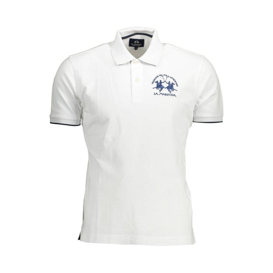 La Martina Elegant Short-Sleeved White Polo for Men elegant-short-sleeved-white-polo-for-men
