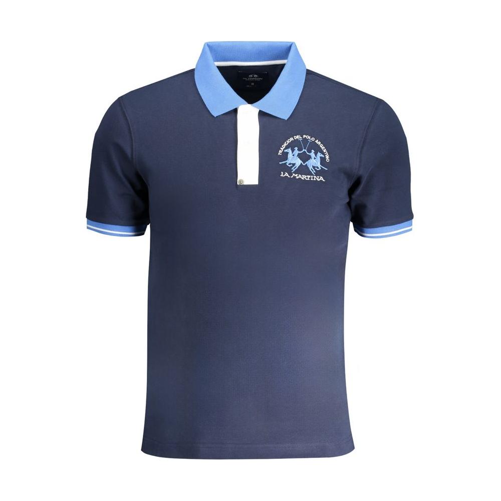 La Martina Blue Cotton Polo Shirt blue-cotton-polo-shirt-23