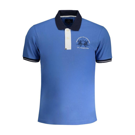 La Martina Blue Cotton Polo Shirt blue-cotton-polo-shirt-25