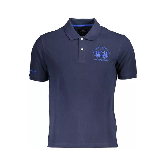 La Martina Elegant Blue Cotton Polo Shirt elegant-blue-cotton-polo-shirt