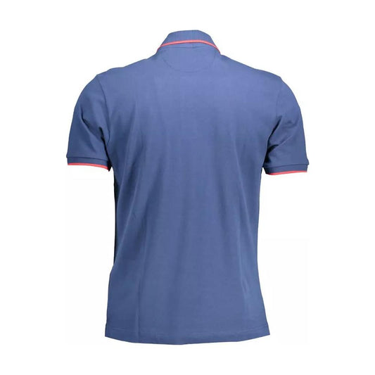 La Martina Elegant Blue Polo Shirt with Contrast Detailing elegant-blue-polo-shirt-with-contrast-detailing