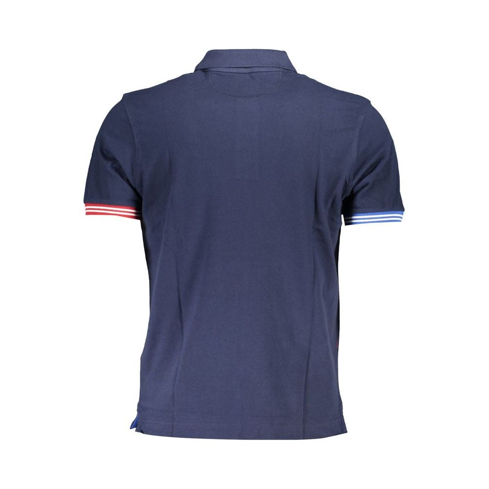 Elegant Blue Contrast Detail Polo Shirt