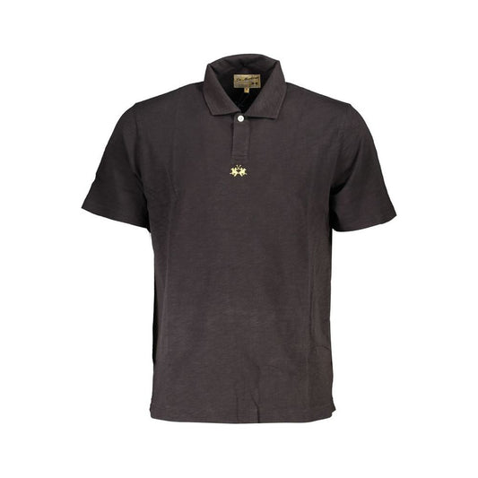 Elegant Black Cotton Polo Shirt Regular Fit