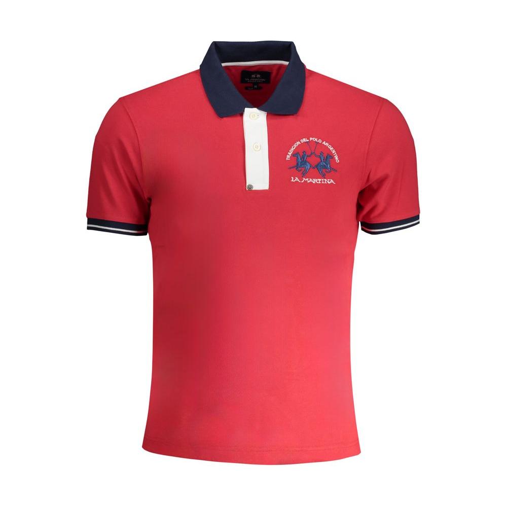 La Martina Red Cotton Polo Shirt red-cotton-polo-shirt-8