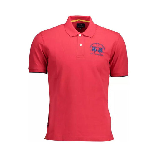 Chic Pink Embroidered Polo for Men